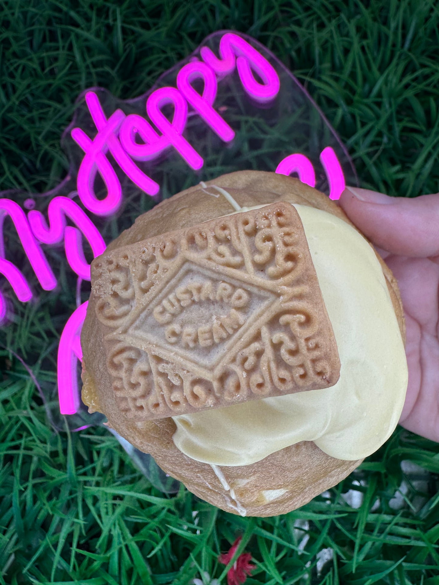 Custard Cream Stuffed Cookie