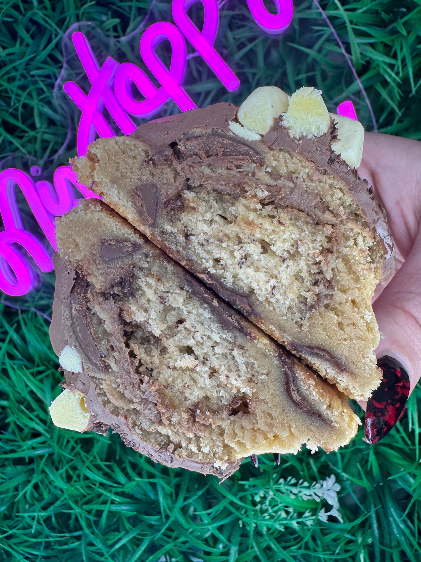 Choc Chip Banana Cake Stuffed Cookie